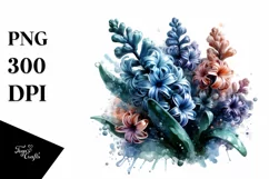 Abstract Shiny Hyacinth Splash Watercolor Clipart Product Image 1