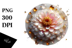 Glossy Zinnia with Golden Insertions PNG Product Image 1