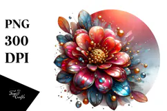 Glossy Zinnia with Golden Insertions PNG Product Image 1