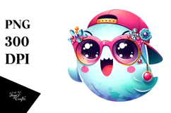 Funny Cute Ghost with Glam Accessories PNG Product Image 1