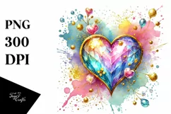Colorful Pastel Heartmade of with Golden Insertions PNG Product Image 1