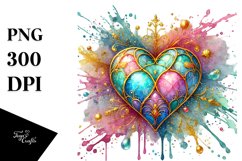 Colorful Pastel Heartmade of with Golden Insertions PNG Product Image 1