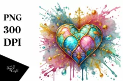 Colorful Pastel Heartmade of with Golden Insertions PNG Product Image 1