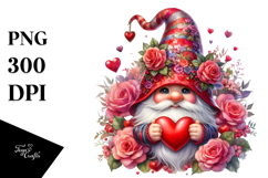 Gnome with Roses PNG Product Image 1