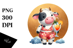 Cute Cow in Beachwear PNG Product Image 1