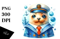 Vibrant Watercolor Seal Sailor Suit | Sublimation | Clipart Product Image 1