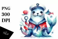 Vibrant Watercolor Seal Sailor Suit | Sublimation | Clipart Product Image 3