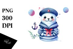 Vibrant Watercolor Seal Sailor Suit | Sublimation | Clipart Product Image 3