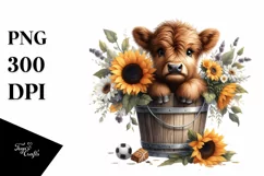 Cute Cow from Wood Bucket, Transparent PNG Product Image 1