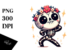 Dramatic Skull with Flower Crown, Quirky PNG Product Image 1