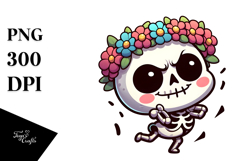 Dramatic Skull with Flower Crown, Quirky PNG Product Image 1