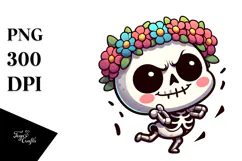 Dramatic Skull with Flower Crown, Quirky PNG Product Image 1