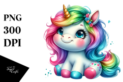Cute Baby Unicorn Design, Vibrant PNG Product Image 1