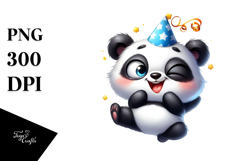 Playful Panda with Party Hat, Transparent PNG Product Image 1