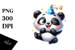 Playful Panda with Party Hat, Transparent PNG Product Image 1