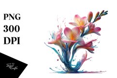 Abstract Glossy Material Watercolor Splash Freesia Clipart Product Image 3