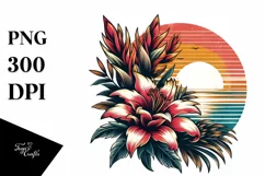 Vintage Tropical Flower Sunset Sublimation Clipart Product Image 3