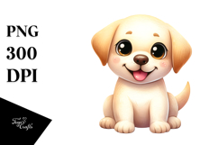 Watercolor Cute Cartoon Labrador Retriever PNG Product Image 1