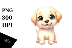 Watercolor Cute Cartoon Labrador Retriever PNG Product Image 1