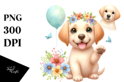 Watercolor Cute Cartoon Labrador Retriever PNG Product Image 1