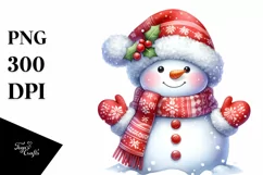 Snowman with Gloves and Santa Hat PNG Product Image 3