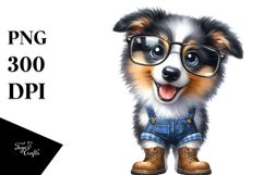 Watercolor Baby Collie es Farm Jeans Boots Clipart Product Image 1