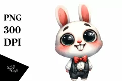 Watercolor Cute Baby Rabbit Sublimation Clipart Product Image 1