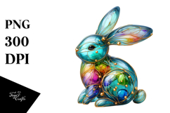 Colorful Bunny Made of with Golden Insertions PNG Product Image 1
