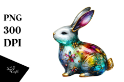 Colorful Bunny Made of with Golden Insertions PNG Product Image 1