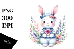Vibrant Rabbit in Sailor Suit PNG Product Image 1