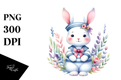 Vibrant Rabbit in Sailor Suit PNG Product Image 1