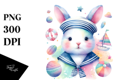 Vibrant Rabbit in Sailor Suit PNG Product Image 1