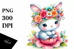 Colorful Bunny Sitting on Star PNG Product Image 3