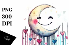 Colorful Moon with Hearts, Transparent PNG Product Image 1