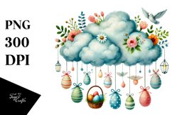 Easter Hanging Cloud with Colorful Eggs PNG Product Image 1