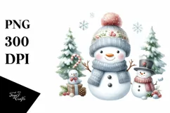 Snowman in Winter Wonderland PNG Product Image 3