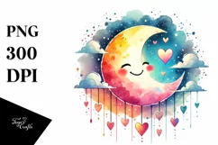 Colorful Half Moon with Hearts, Transparent PNG Product Image 1