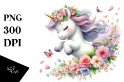Cute Baby Unicorn Spring Petals Clipart Product Image 3