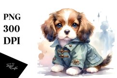 Expressive Baby Brittany in Raincoat, PNG Product Image 1