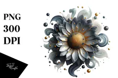 Abstract Glossy Sunflower Watercolor Splash PNG Product Image 1
