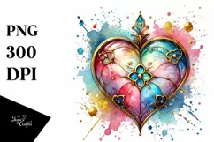 Colorful Hearthglass on Splashy Background PNG Product Image 1