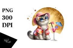 Funky Kitten in Beachwear PNG Product Image 1