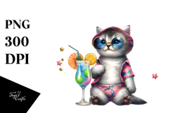 Cute Kitten in Beachwear PNG Product Image 1