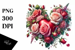Digital Painting Heart with Roses, Effect PNG Product Image 1