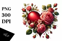 Digital Painting Hearth with Roses PNG Product Image 1