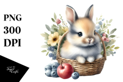 Digital Watercolor Adorning Baby Bunny PNG Product Image 1