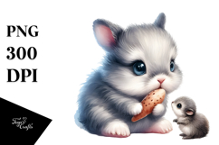 Digital Watercolor Adorning Baby Bunny PNG Product Image 1