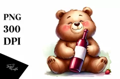 Washed Watercolor Funny Cute Bear Sublimation Clipart Product Image 3
