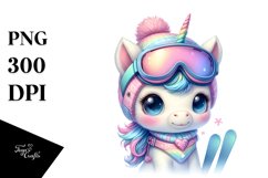 Baby Unicorn in Skier&#039;s Goggles PNG Product Image 1
