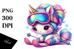 Baby Unicorn in Skier&#039;s Goggles PNG Product Image 1